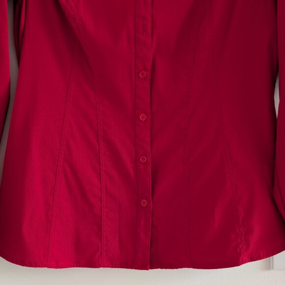 3/$30 Esprit deep red fitted blouse - Picture 4 of 7